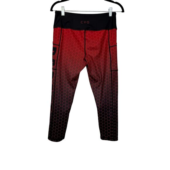 CVG Reversible Leggings Size M | Skull Camo & Red Honeycomb “Badass” Print Capri - Picture 5 of 10